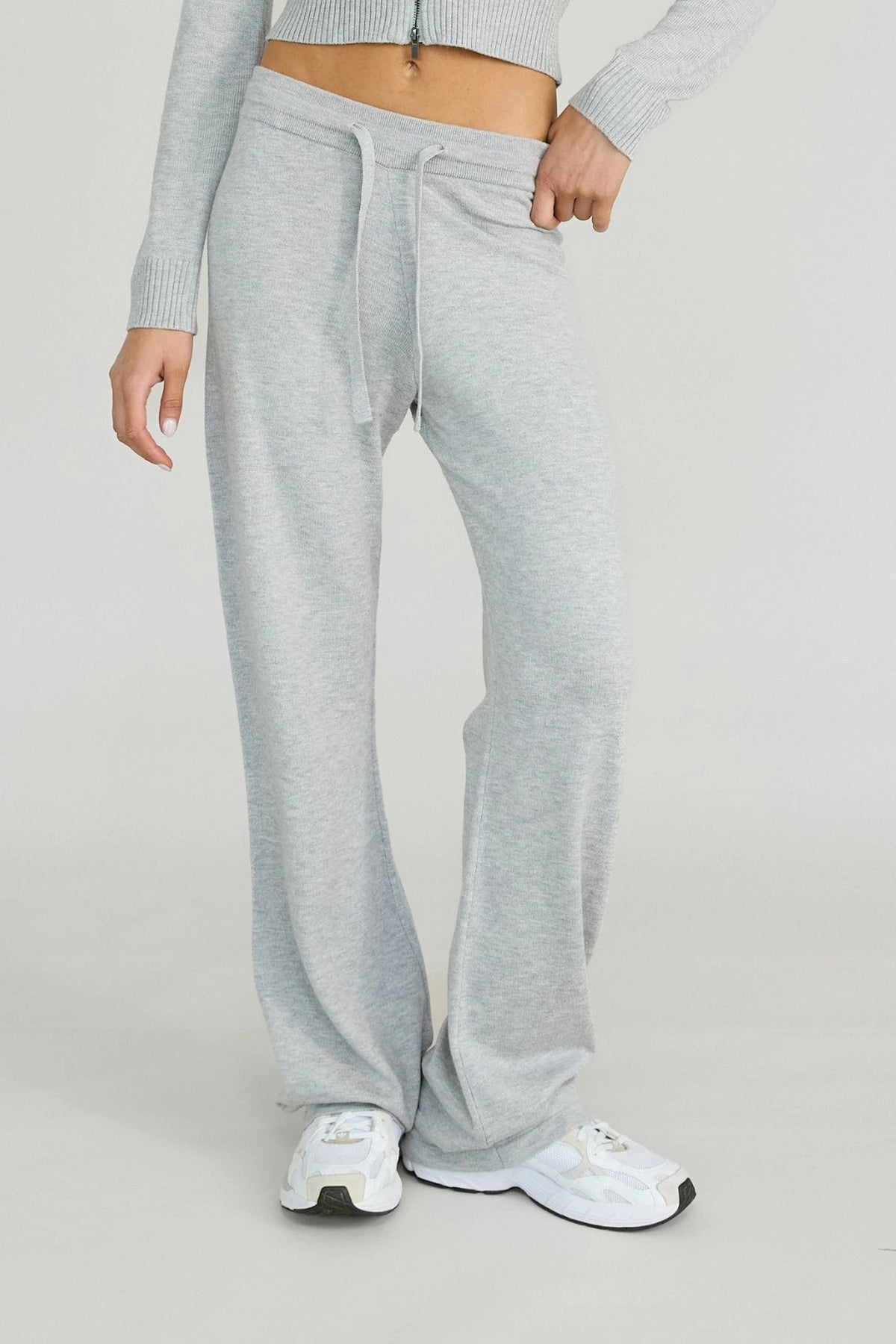 Wide Leg Knit Pant - Grey Marle