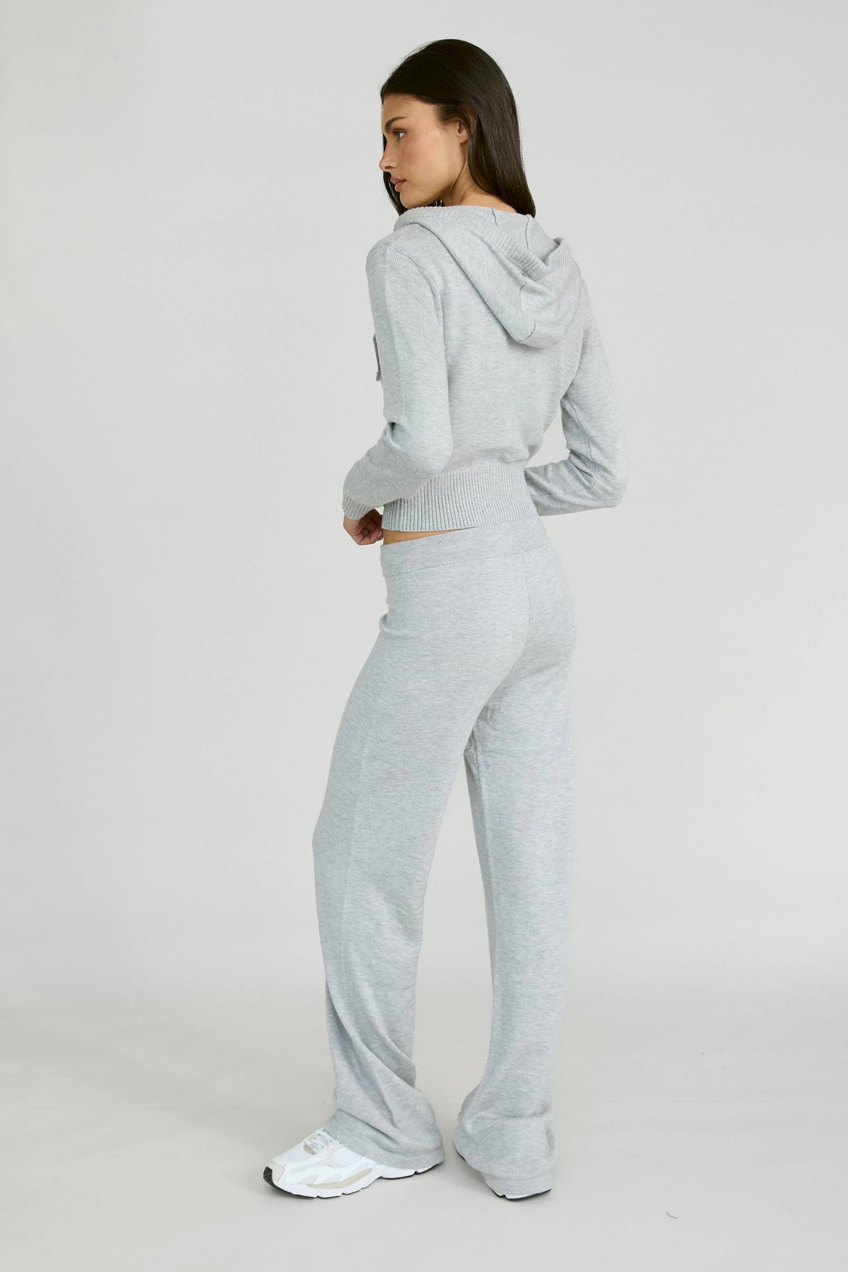 Wide Leg Knit Pant - Grey Marle