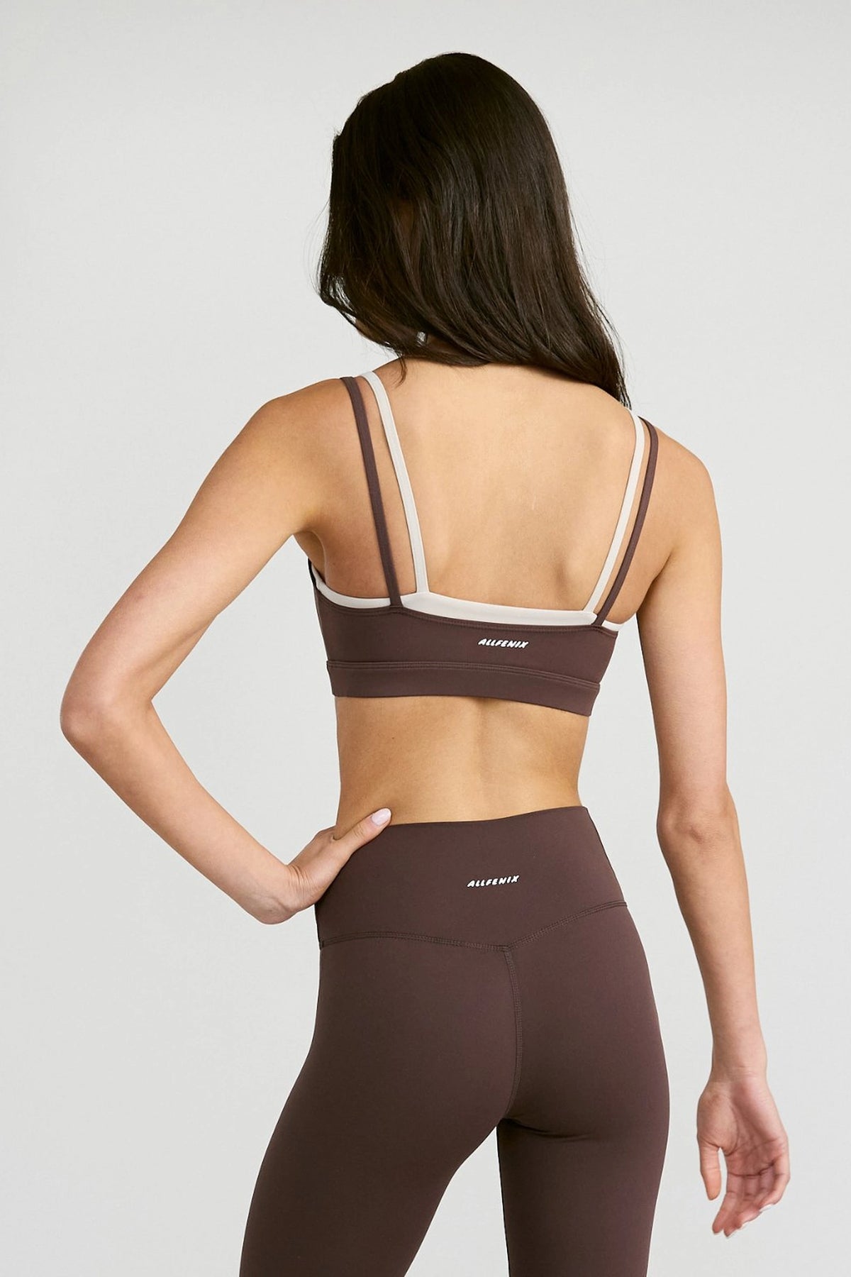 ALLFENIX CloudCore™ Double Layer Contrast Sports Bra - Espresso