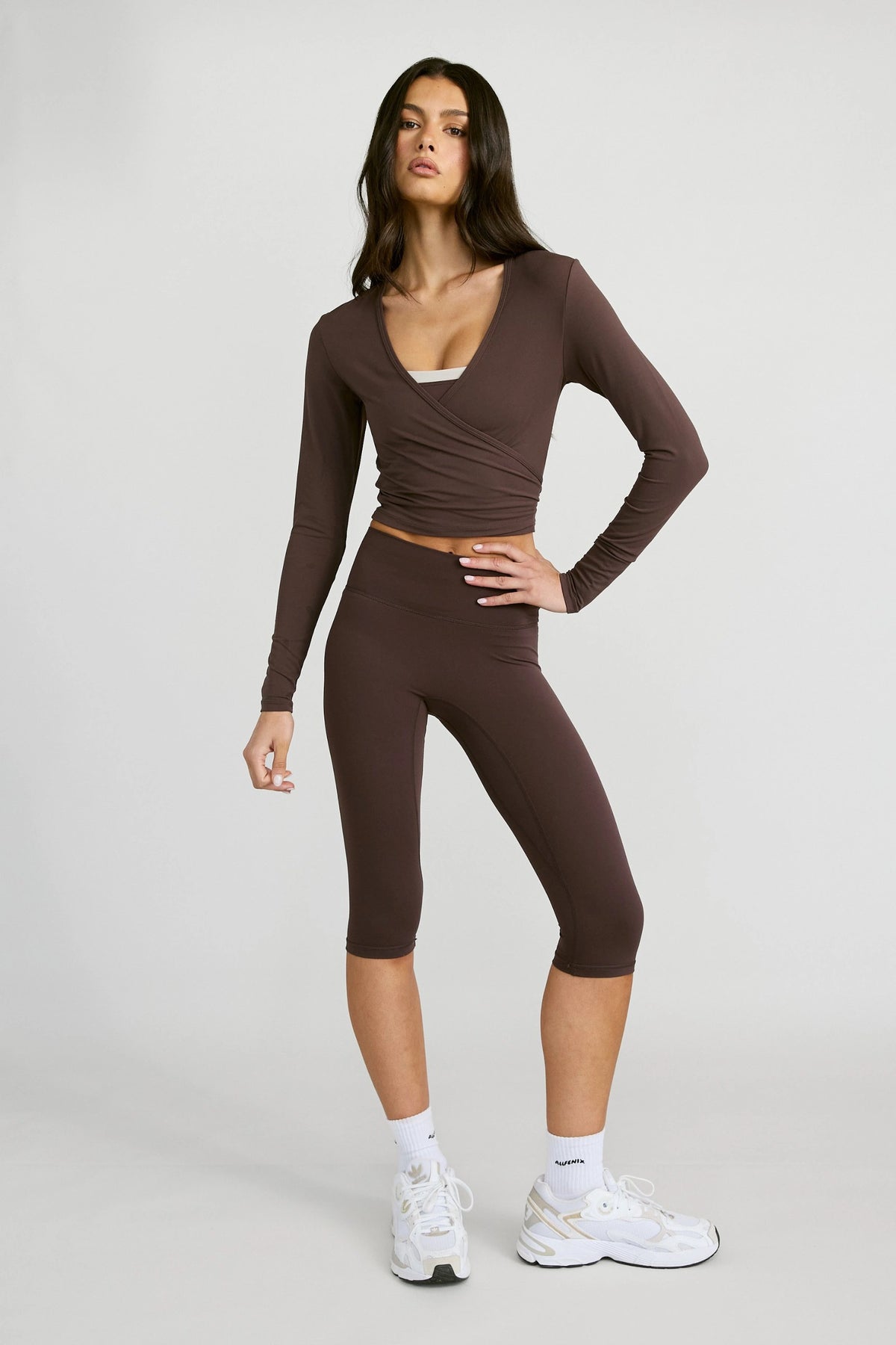ALLFENIX CloudCore™ Lite Long Sleeve Wrap Top - Espresso