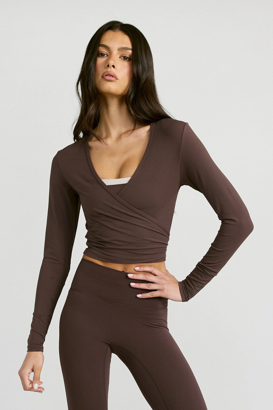 ALLFENIX CloudCore™ Lite Long Sleeve Wrap Top - Espresso