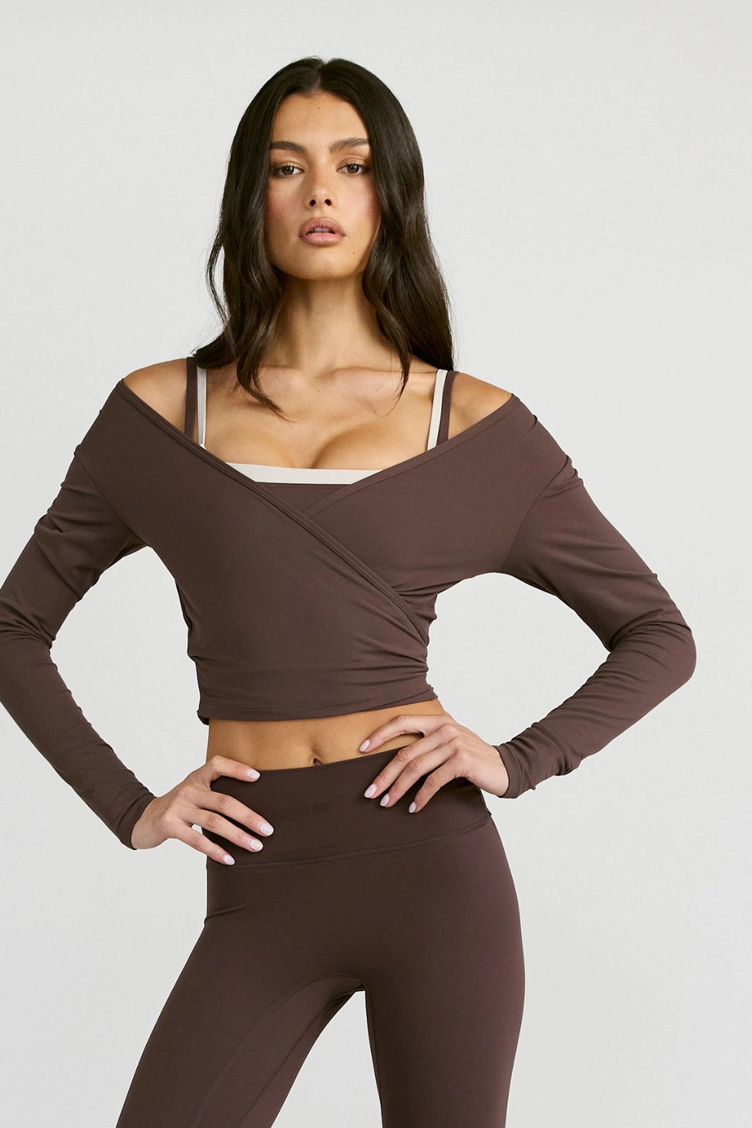 ALLFENIX CloudCore™ Lite Long Sleeve Wrap Top - Espresso