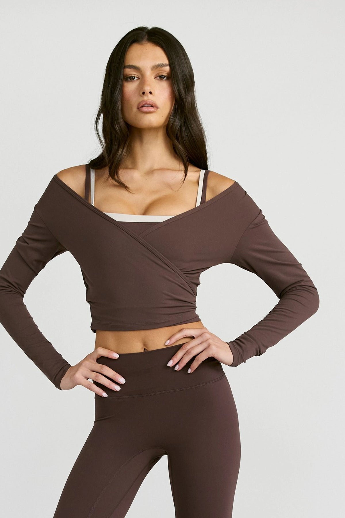 ALLFENIX CloudCore™ Lite Long Sleeve Wrap Top - Espresso