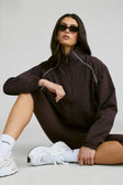 Spray Contrast Piping Windbreaker - Espresso and Sky Blue