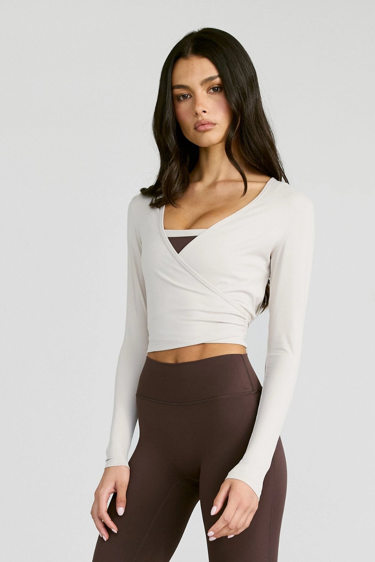 ALLFENIX CloudCore™ Lite Long Sleeve Wrap Top - Stone