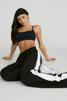Soft Luxury Contrast Wide Leg Track Pant - Black