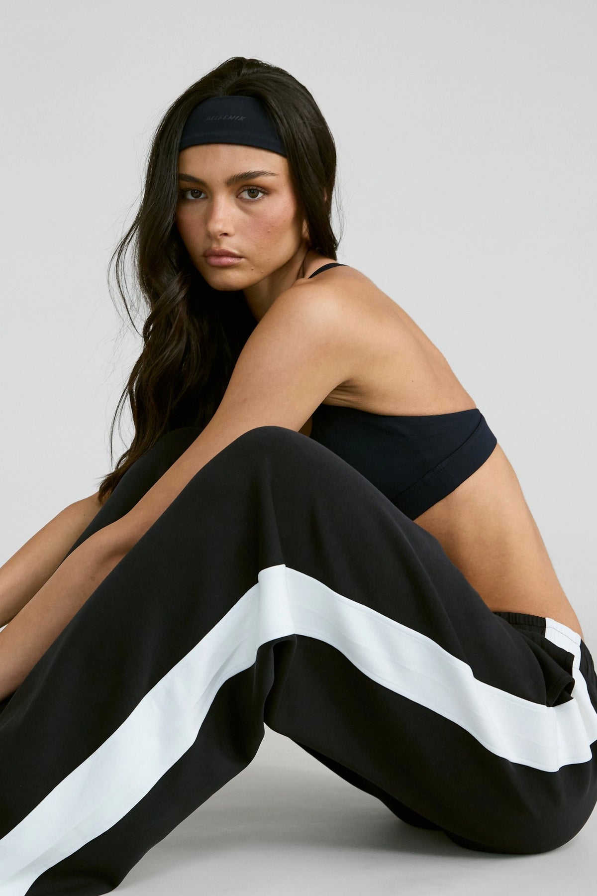 Soft Luxury Contrast Wide Leg Track Pant - Black