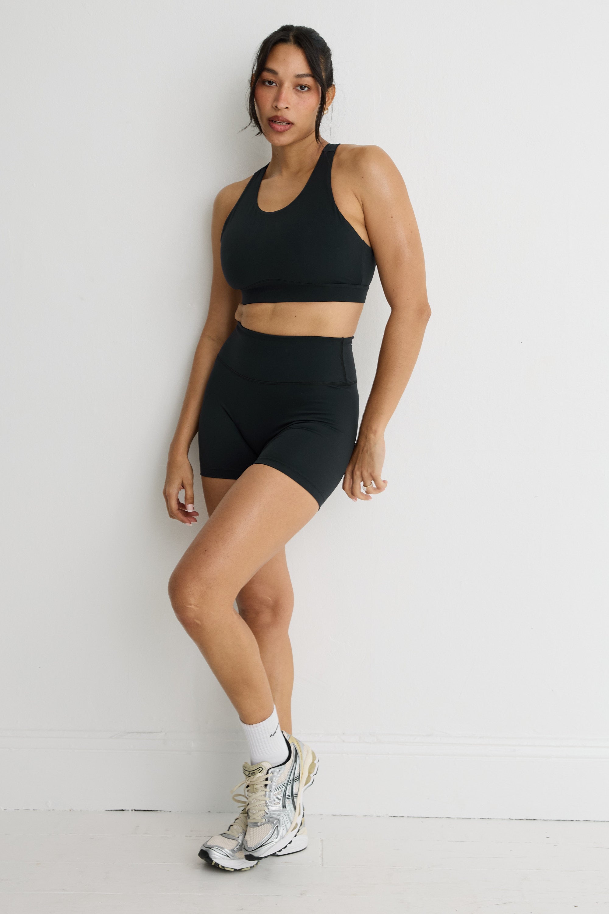ALLFENIX CloudCore High Neck Racer Sports Bra in Black — detail view