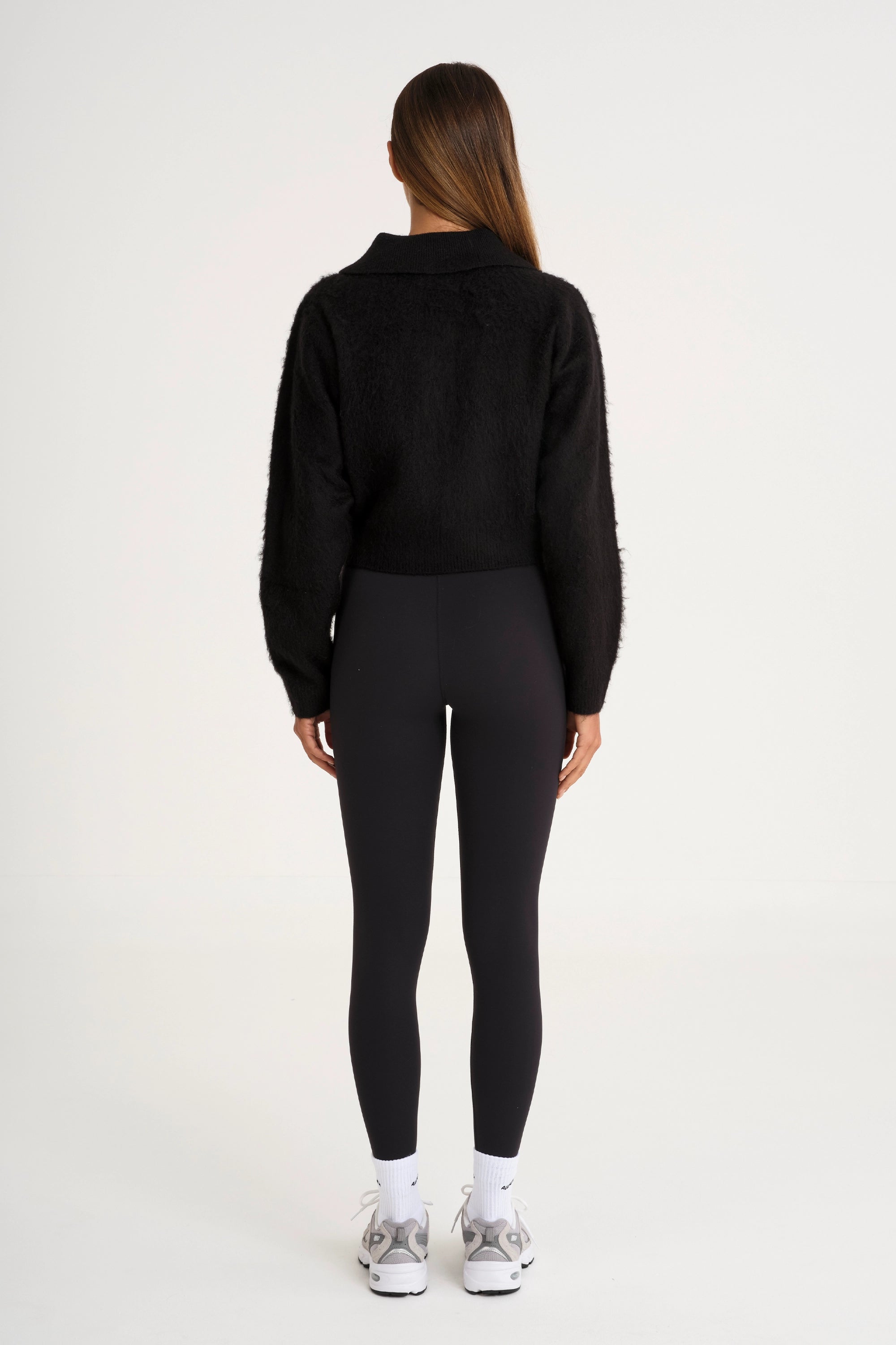 1/2 Button Polo Knit - Black