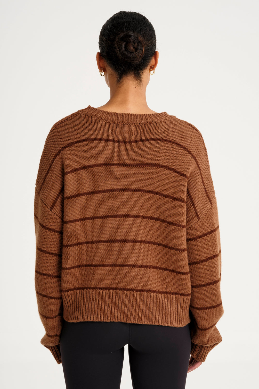 ALLFENIX Stripe Crew Neck Knit - Espresso