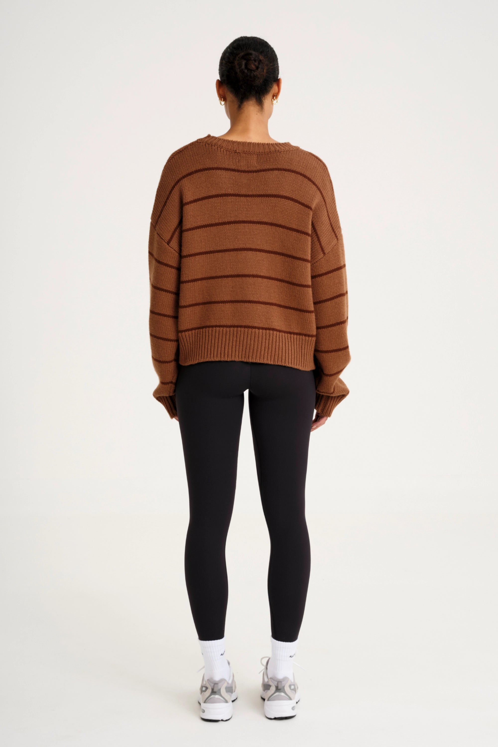 ALLFENIX Stripe Crew Neck Knit - Espresso