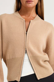 Two Way Zip Knit Bomber