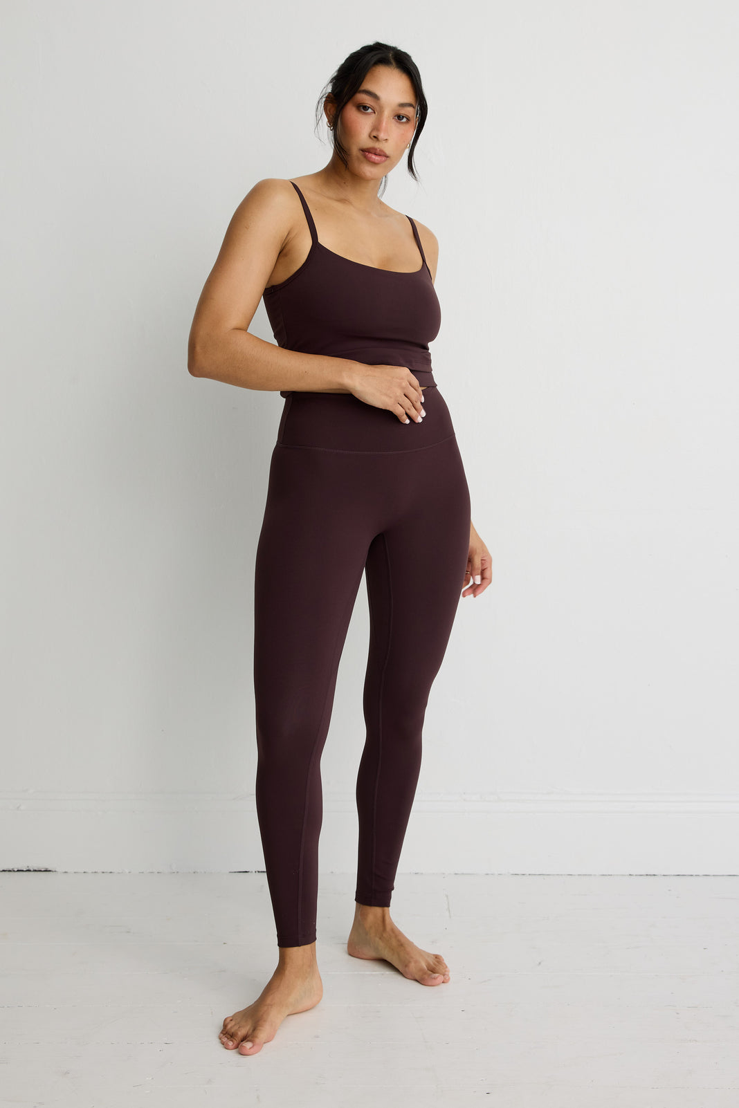 ALLFENIX CloudCore Full Length Legging in Double Espresso — front view