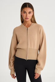 Two Way Zip Knit Bomber