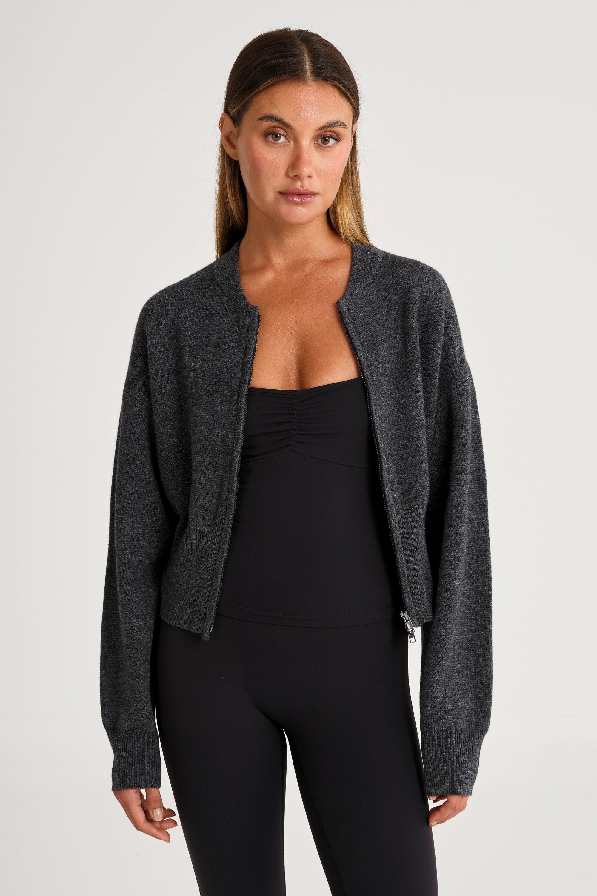 Two Way Zip Knit Bomber