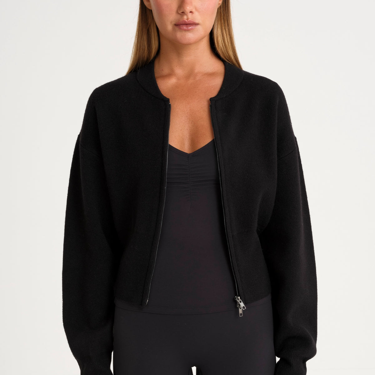 Two Way Zip Knit Bomber