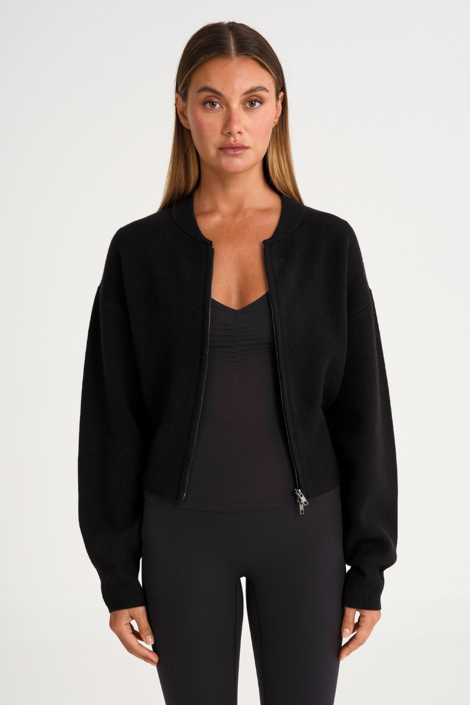 Two Way Zip Knit Bomber
