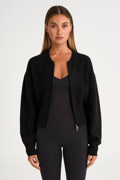 Two Way Zip Knit Bomber