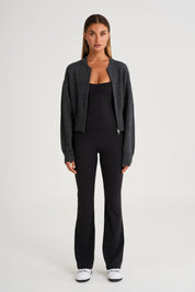 Two Way Zip Knit Bomber