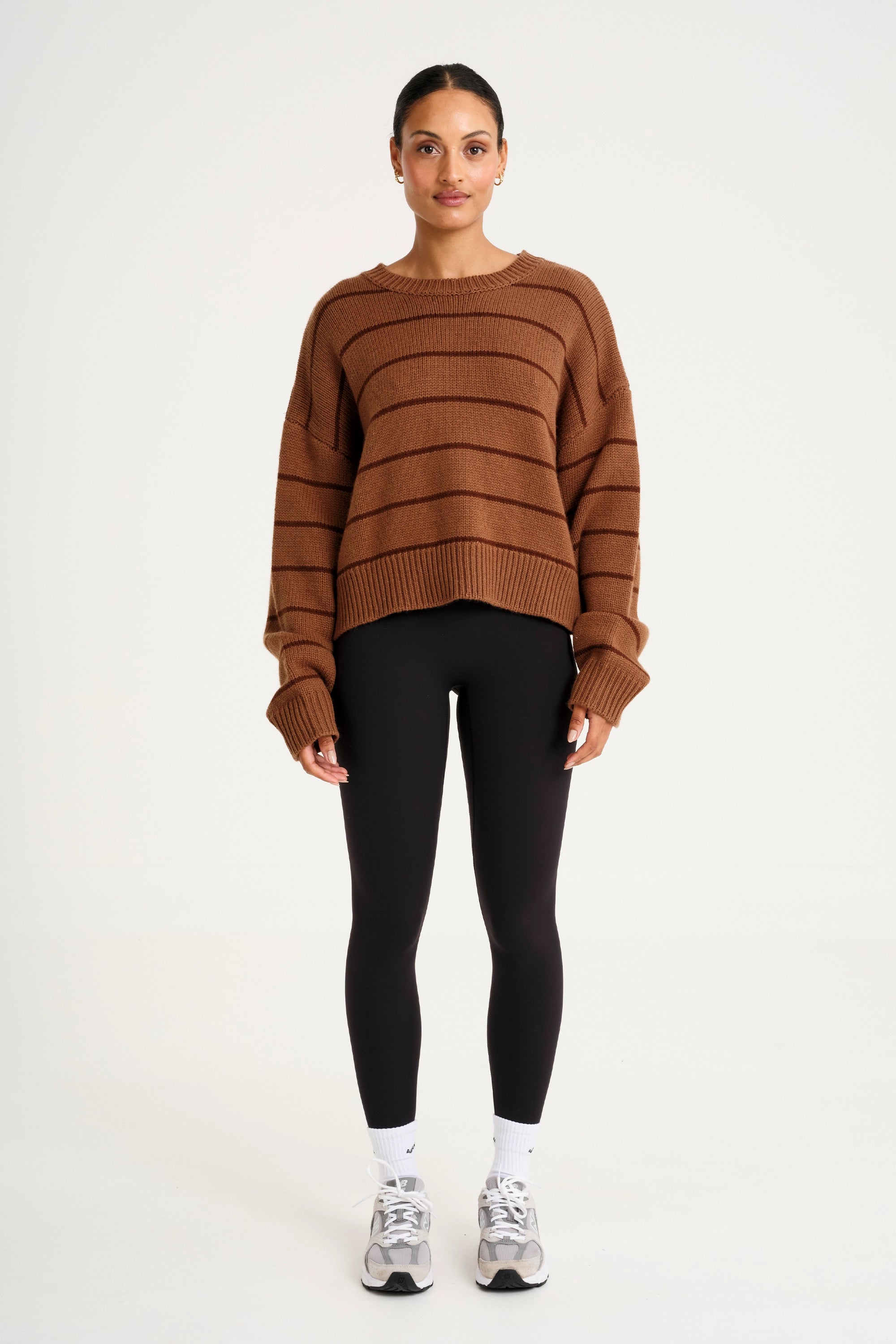 ALLFENIX Stripe Crew Neck Knit - Espresso
