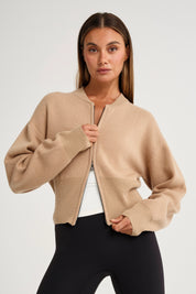 Two Way Zip Knit Bomber