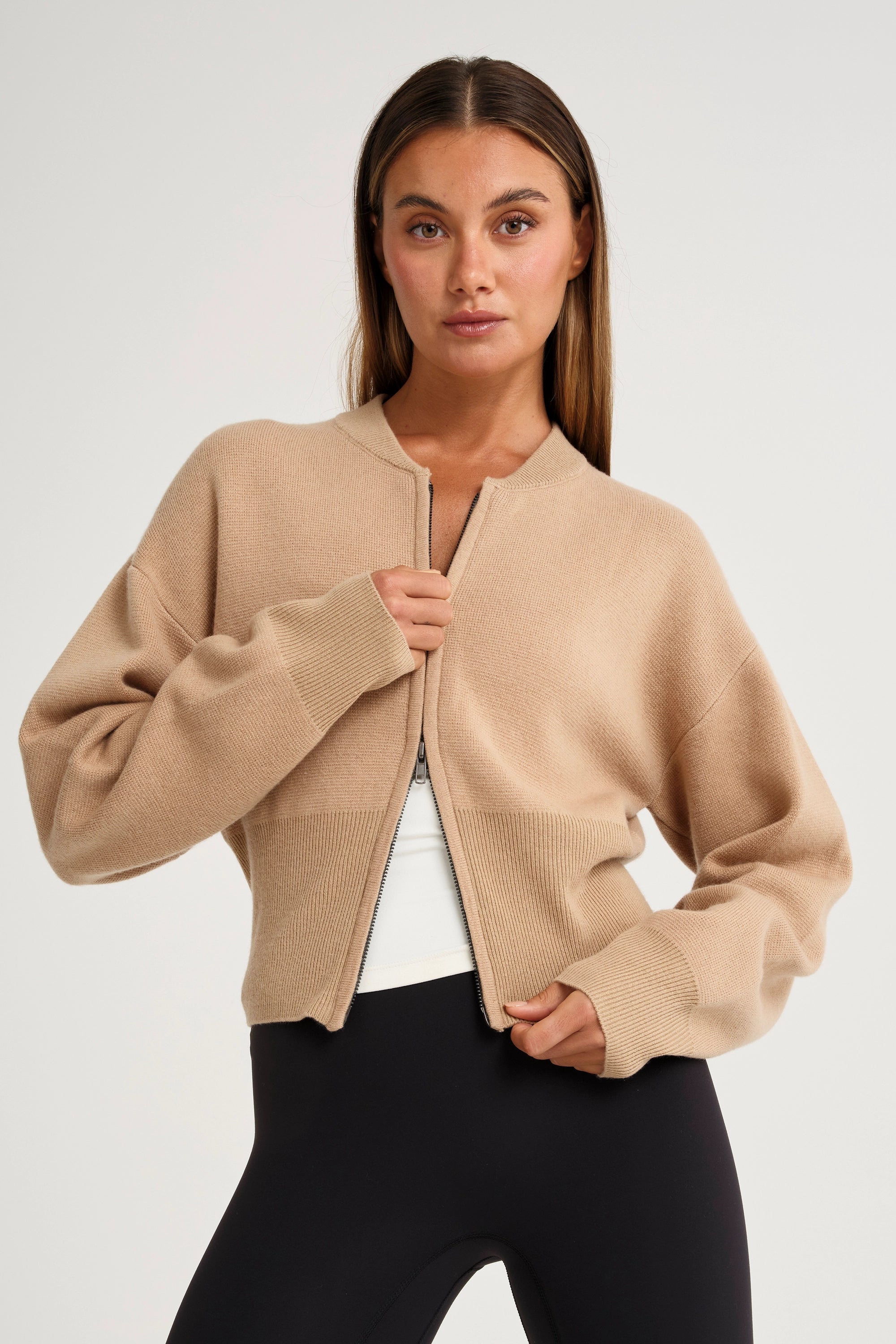 Two Way Zip Knit Bomber