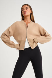 Two Way Zip Knit Bomber