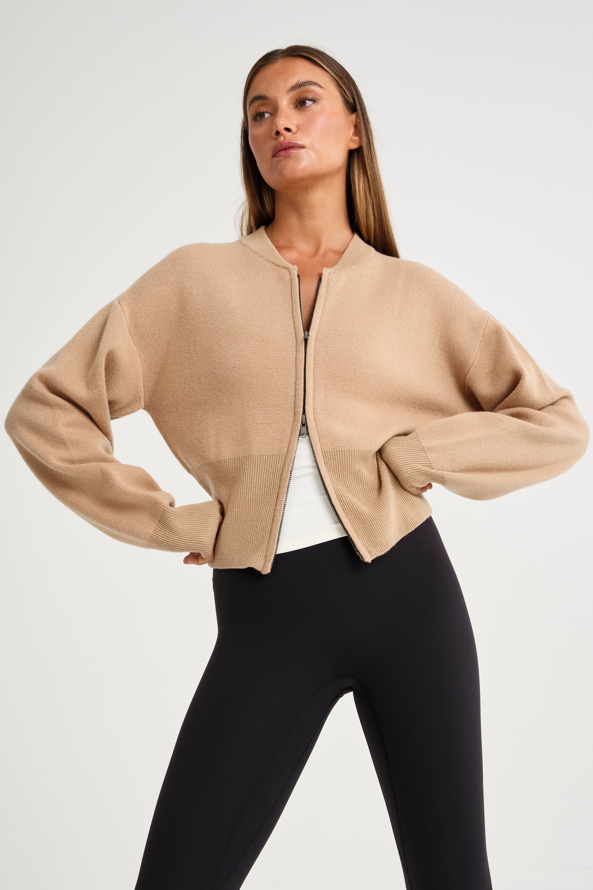 Two Way Zip Knit Bomber