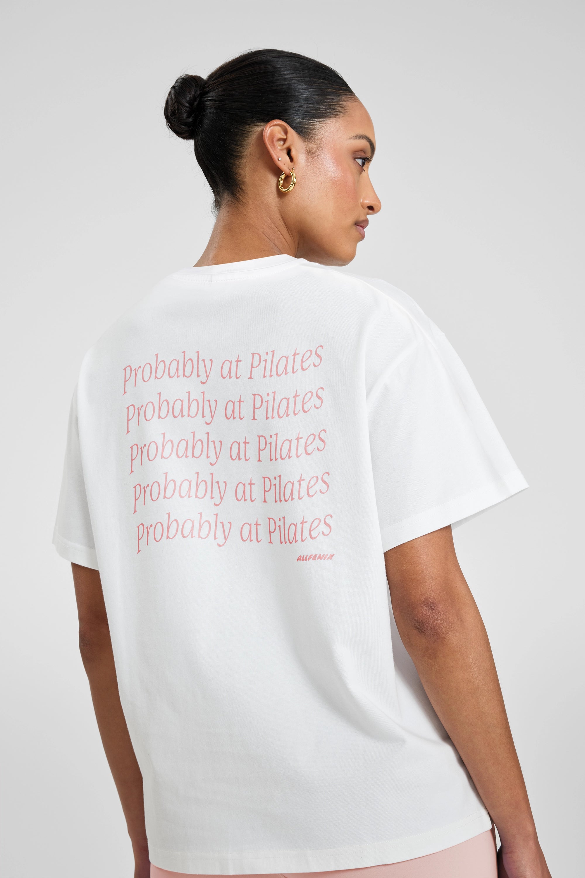 ALLFENIX Probably at Pilates Tee - White/Pink