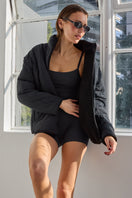 Reversible Quilted Sherpa Jacket - Black