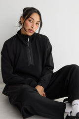 Soft Luxury 1/2 Zip Sweater - Black