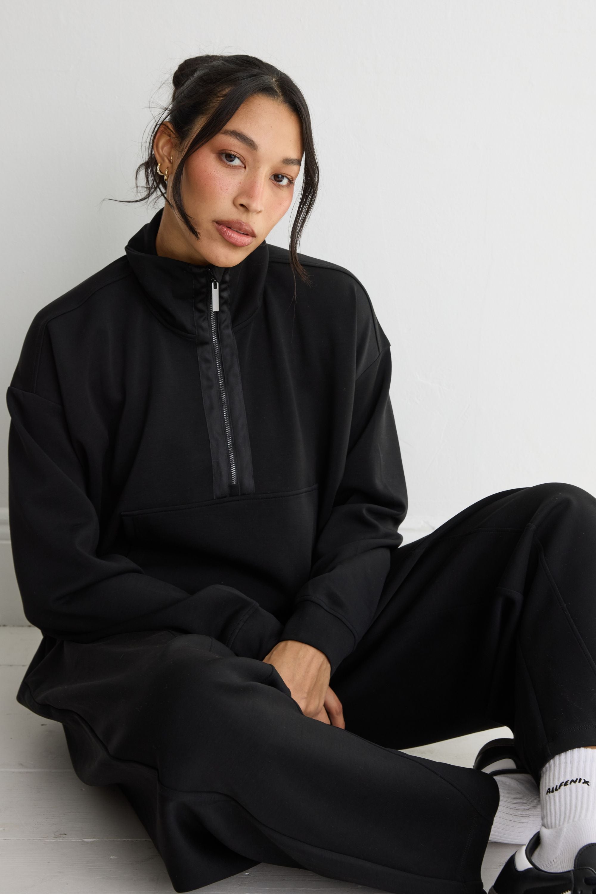 Soft Luxury Barrel Leg Track Pant - Black