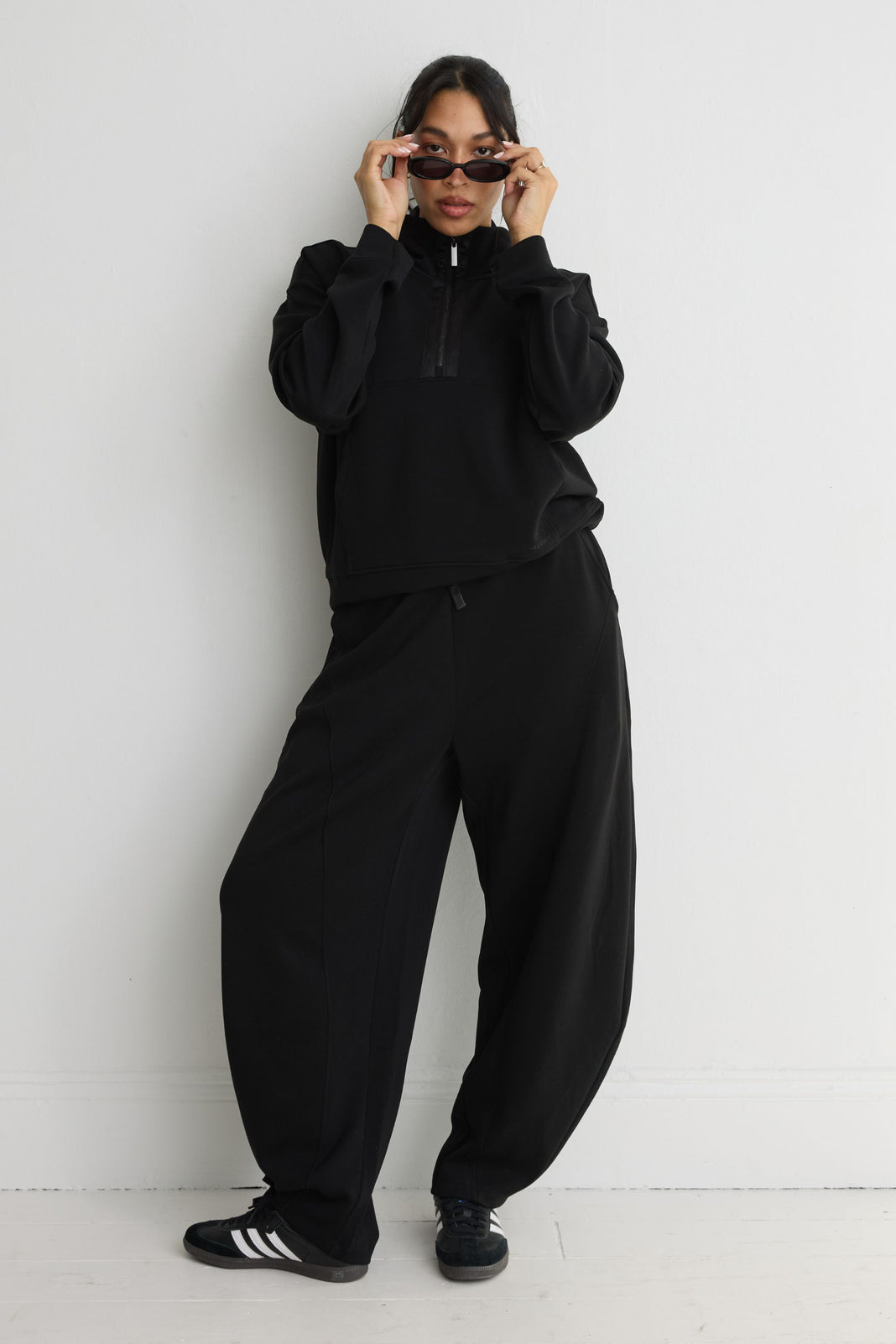 Soft Luxury Barrel Leg Track Pant - Black