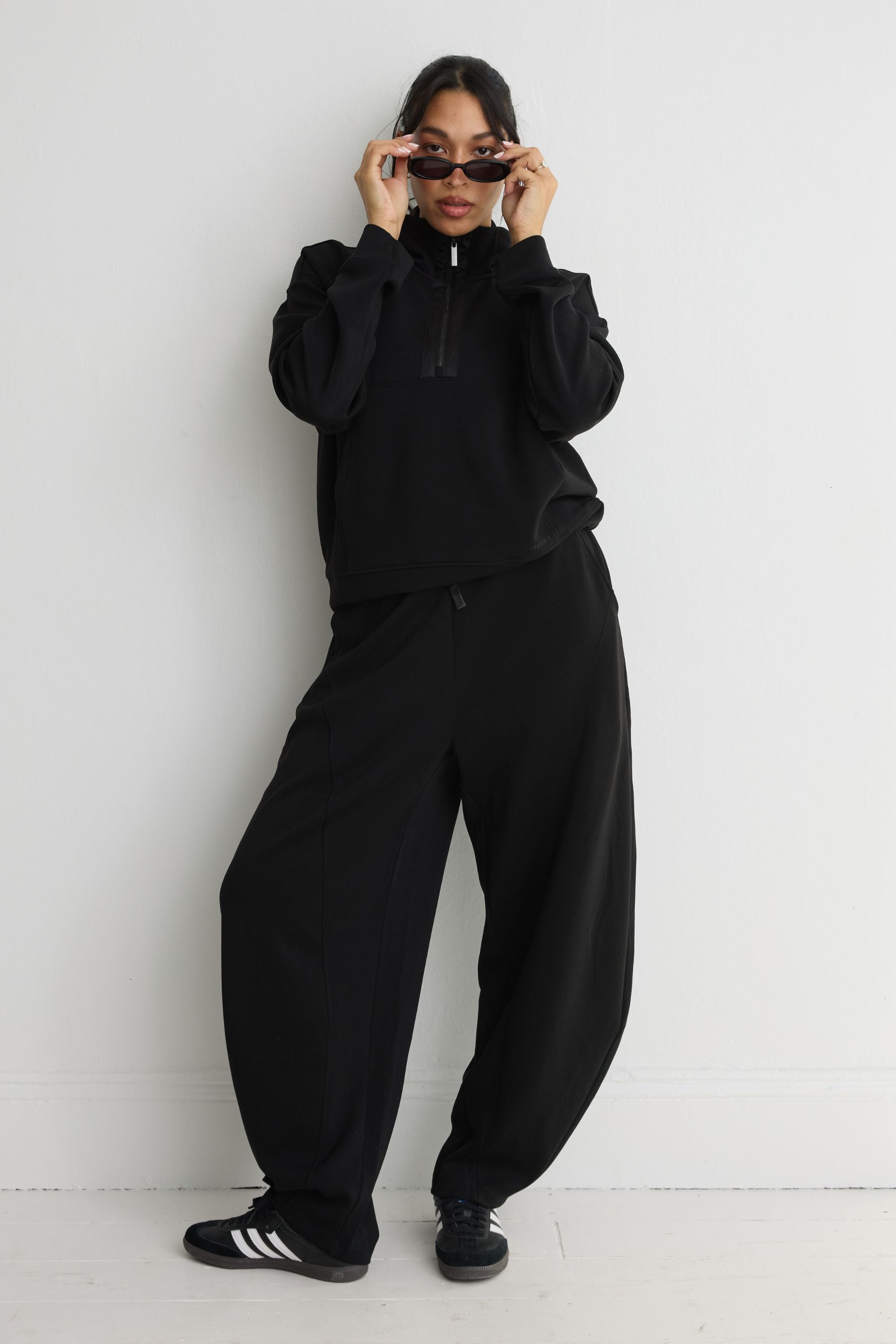Soft Luxury Barrel Leg Track Pant - Black