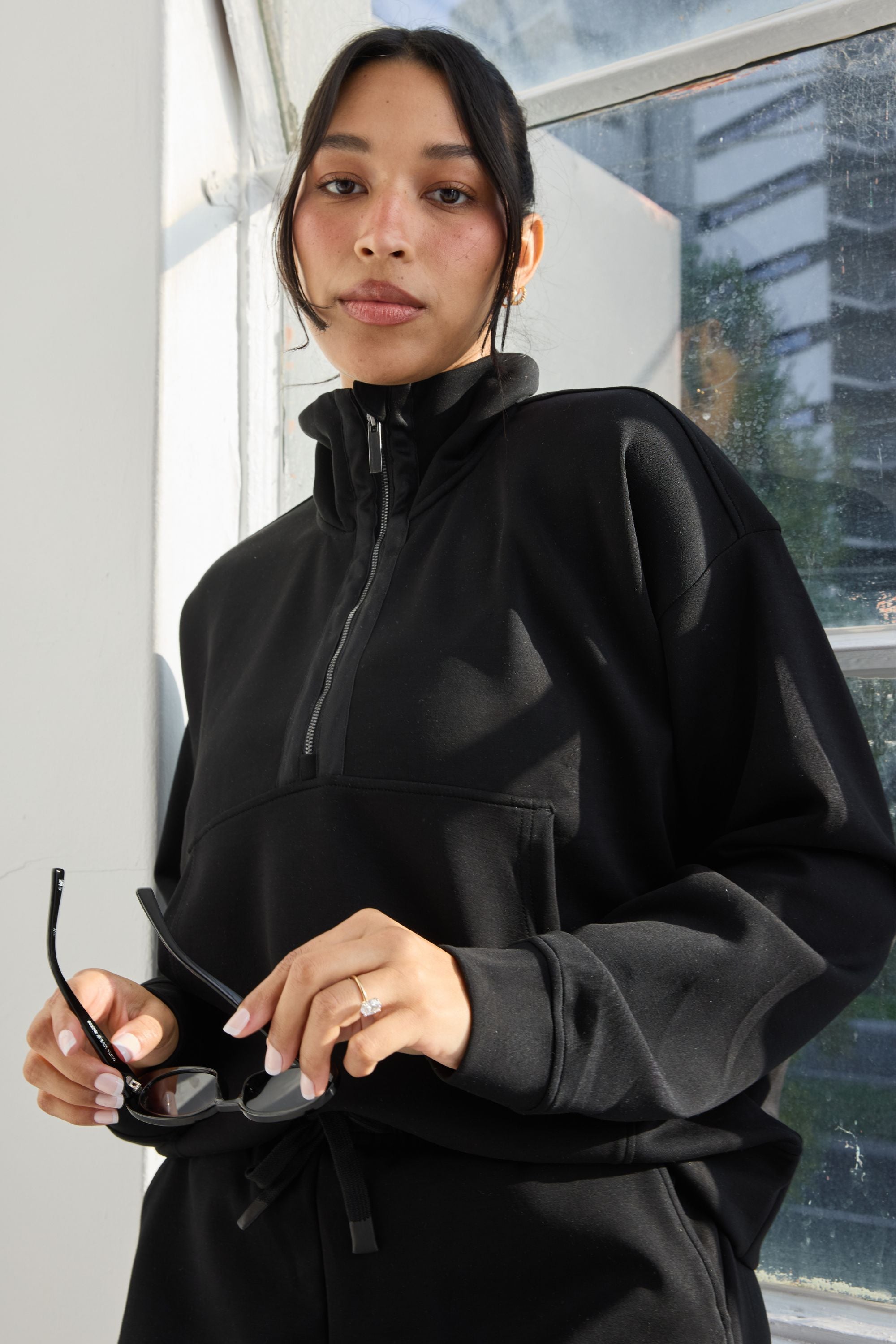 Soft Luxury 1/2 Zip Sweater - Black