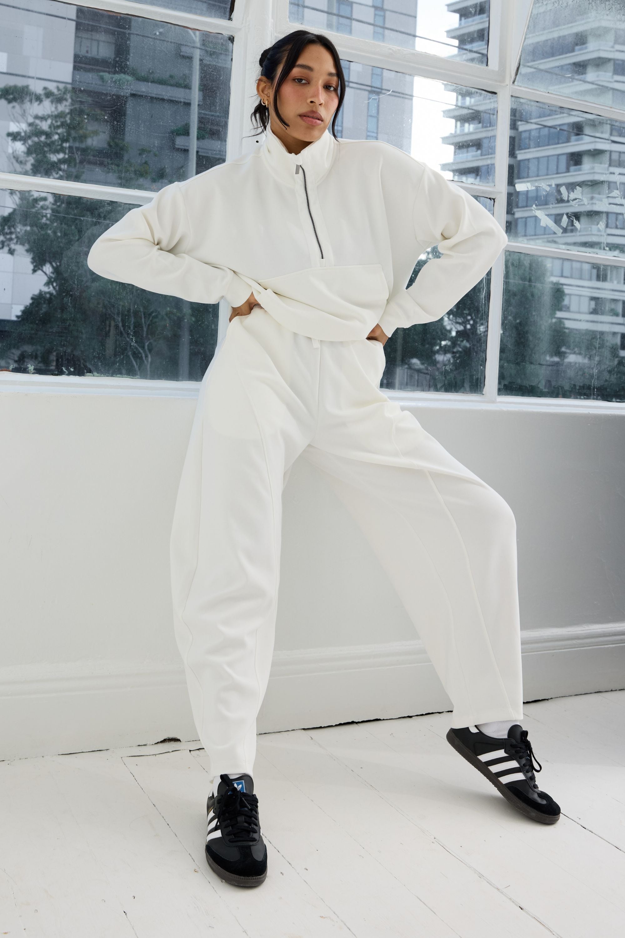 Soft Luxury Barrel Leg Track Pant - Chalk