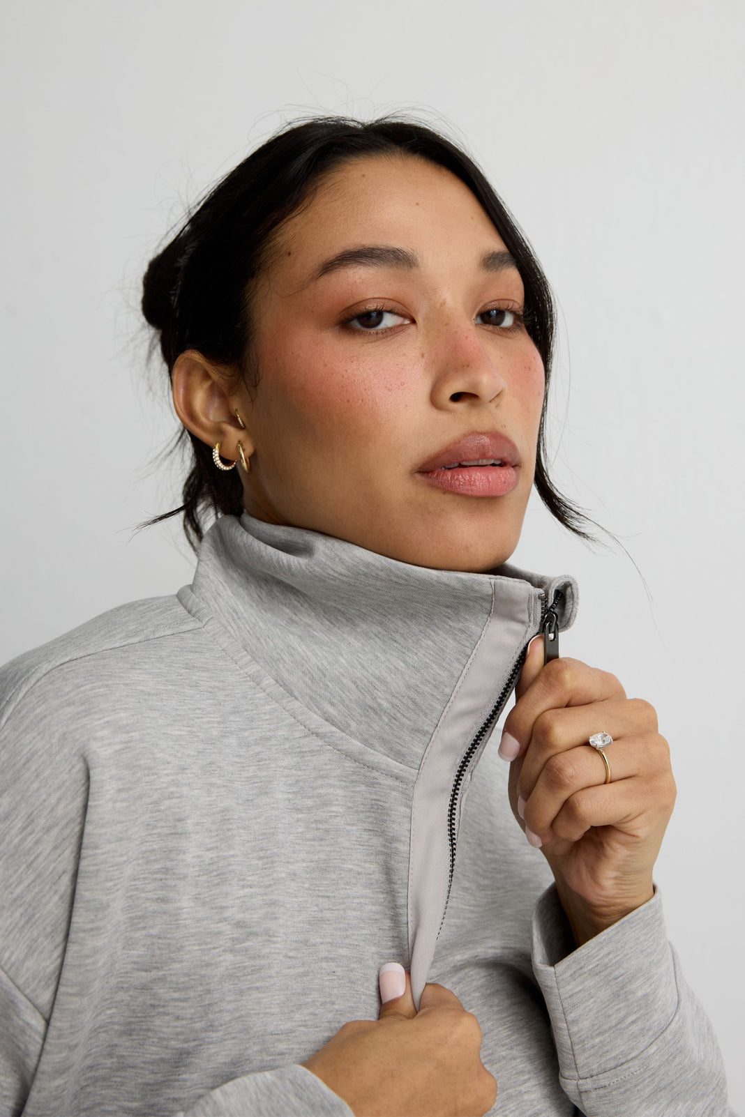 Soft Luxury 1/2 Zip Sweater - Grey Marle