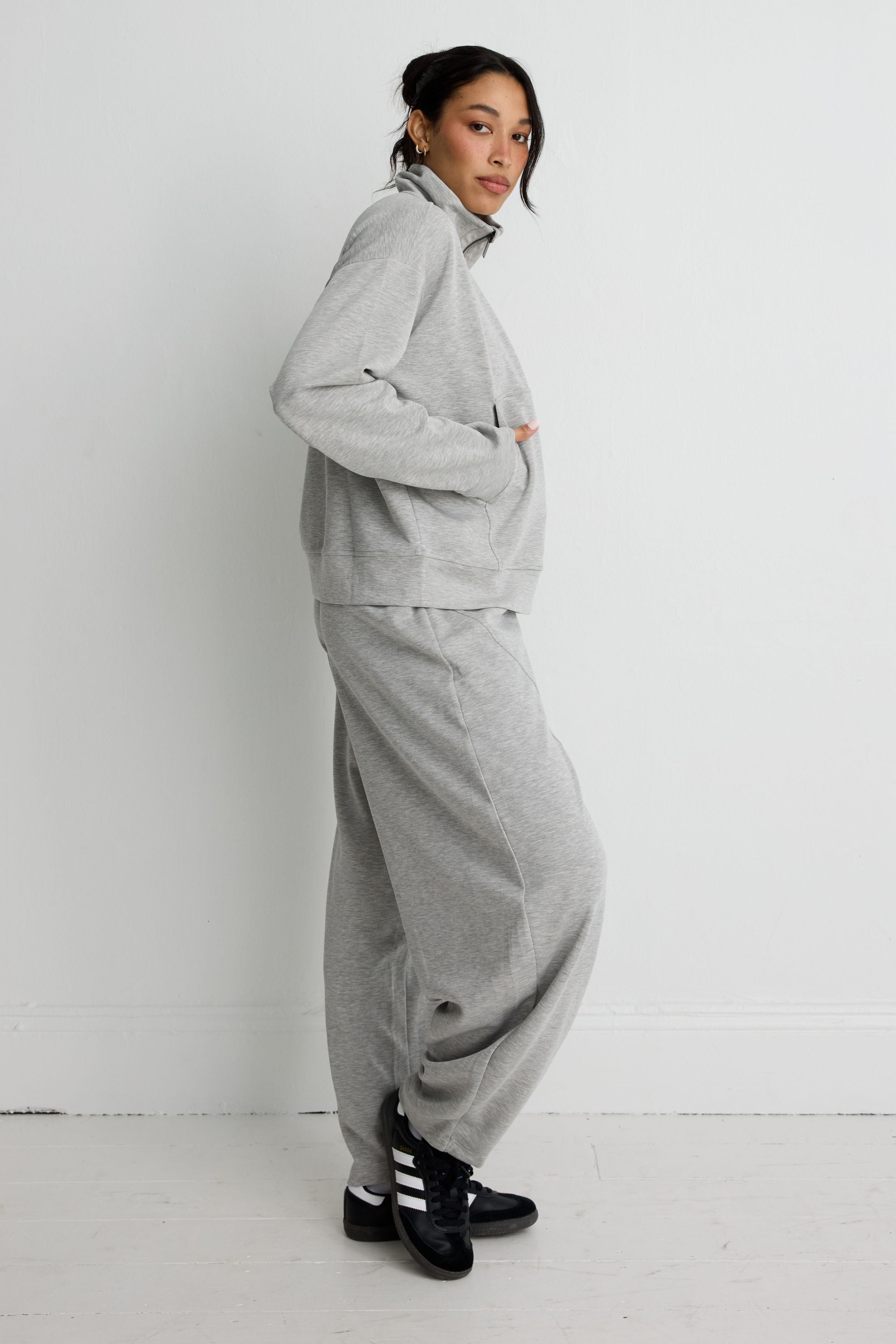 Soft Luxury 1/2 Zip Sweater - Grey Marle