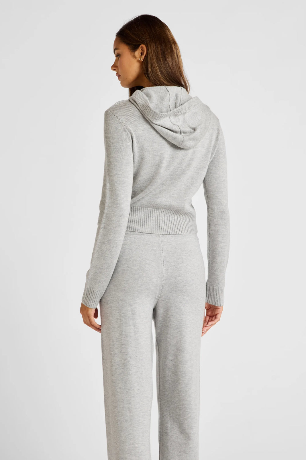Two Way Knit Hoodie - Grey Marle