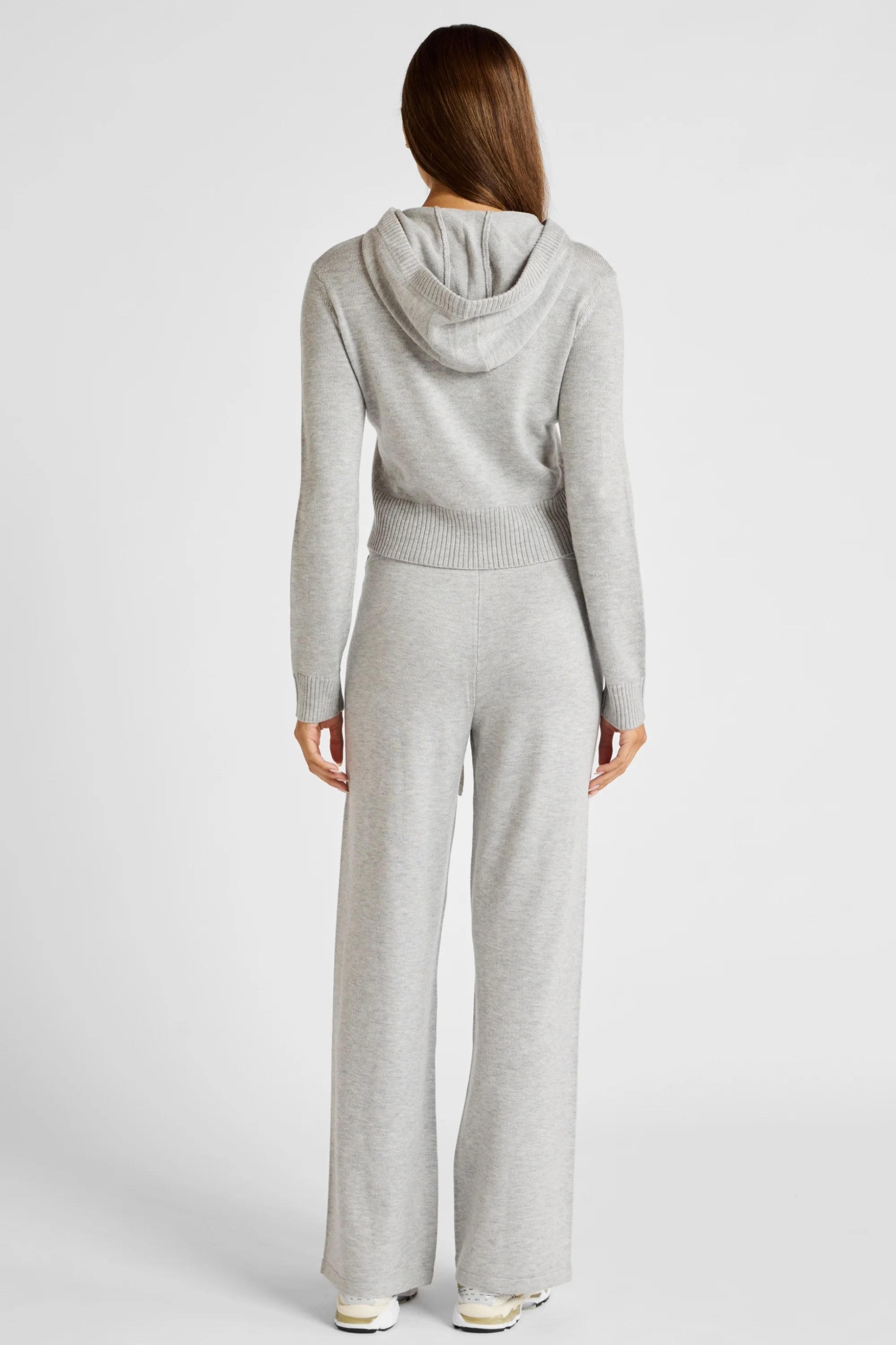 Two Way Knit Hoodie - Grey Marle