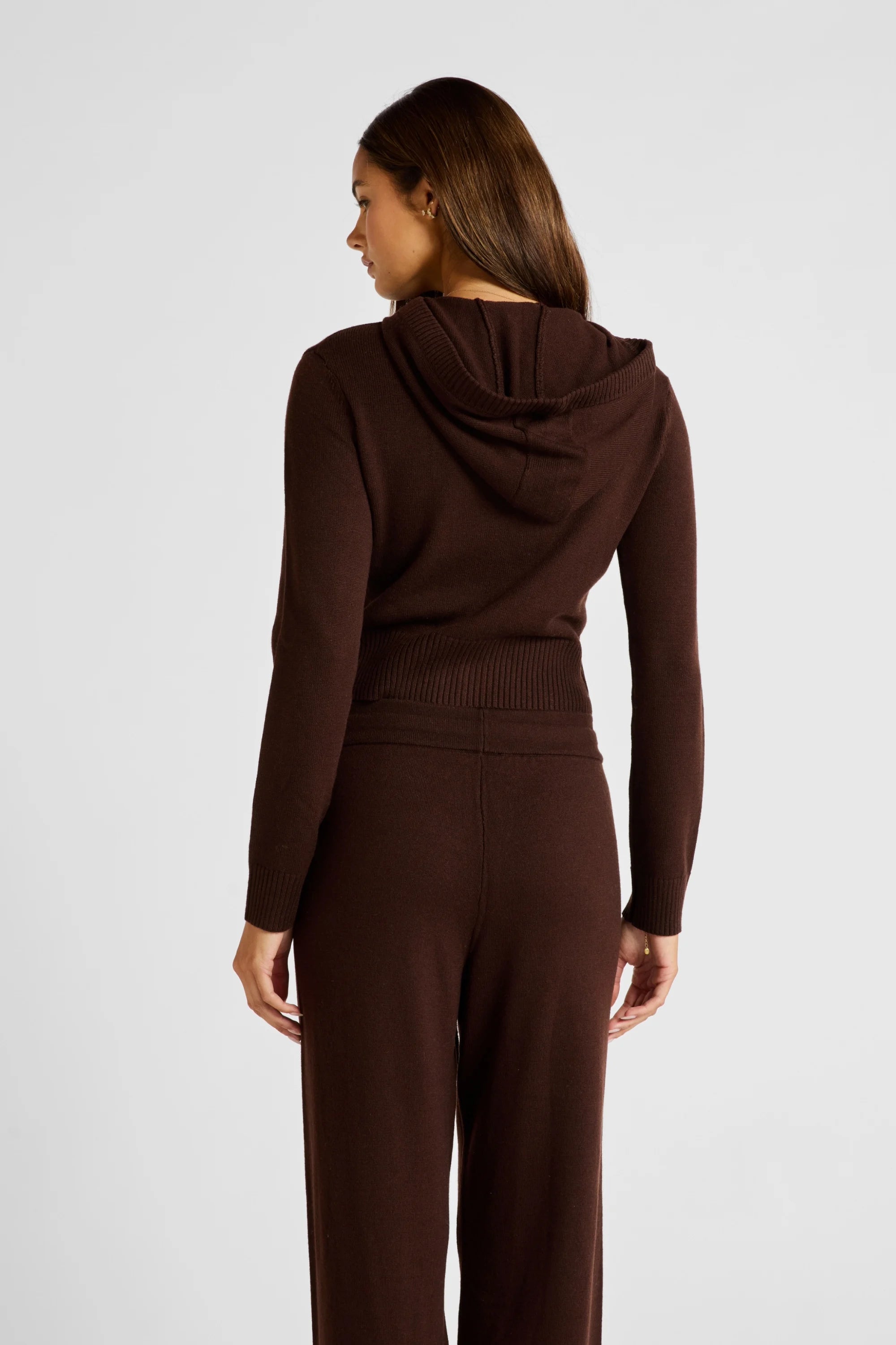 Two Way Knit Hoodie - Espresso