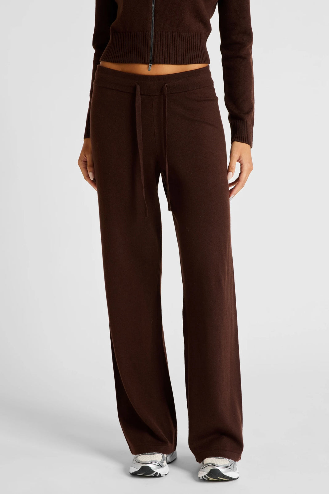 ALLFENIX Wide Leg Knit Pant - Espresso
