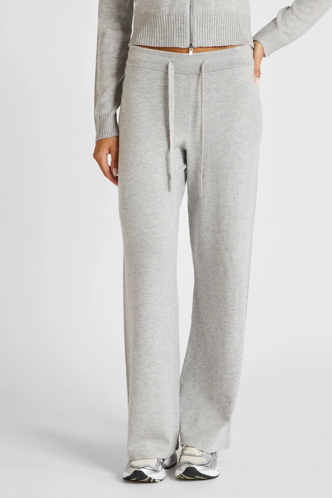 ALLFENIX Wide Leg Knit Pant - Grey Marle