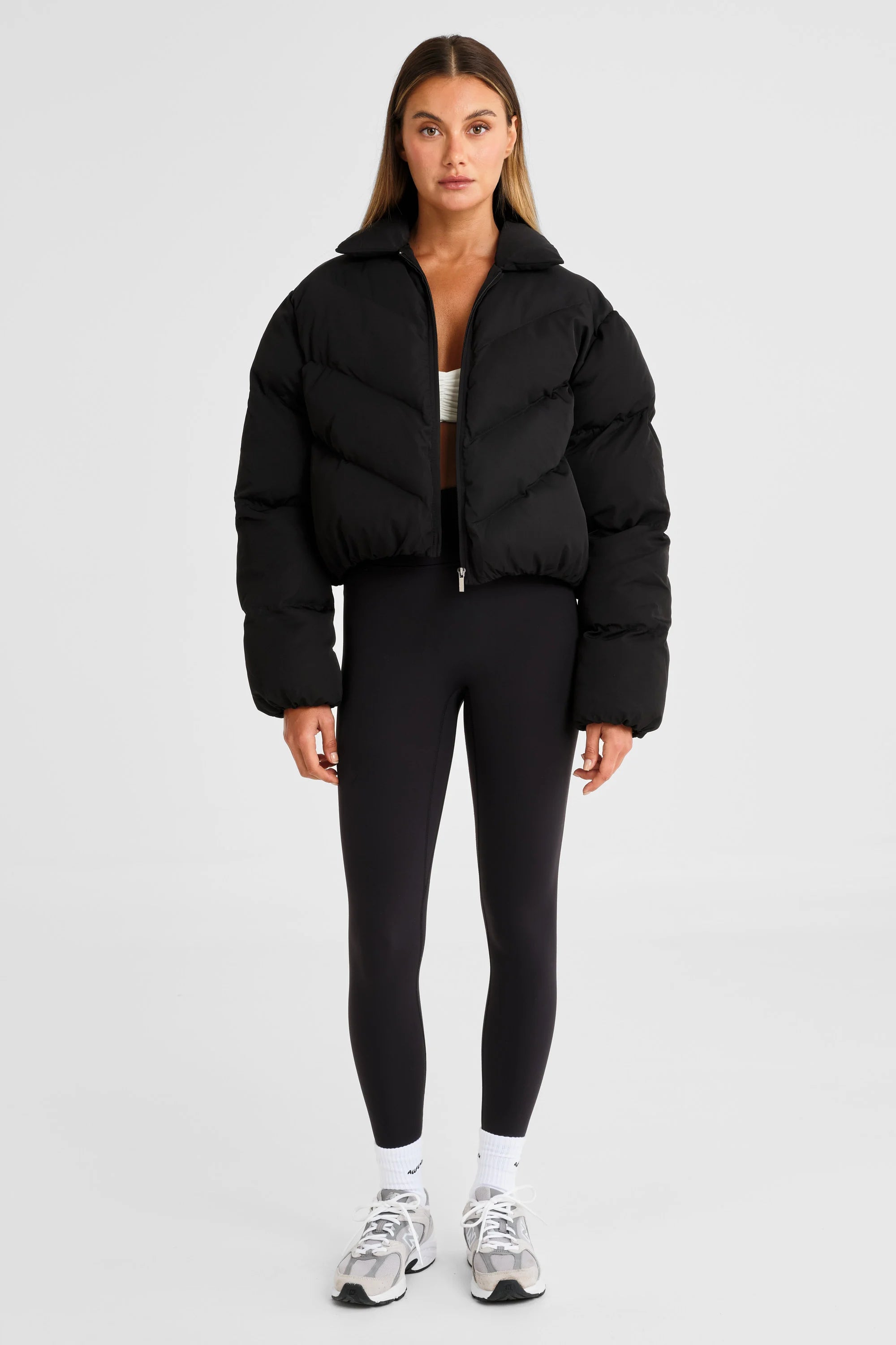 ALLFENIX Cropped Puffer Jacket - Black