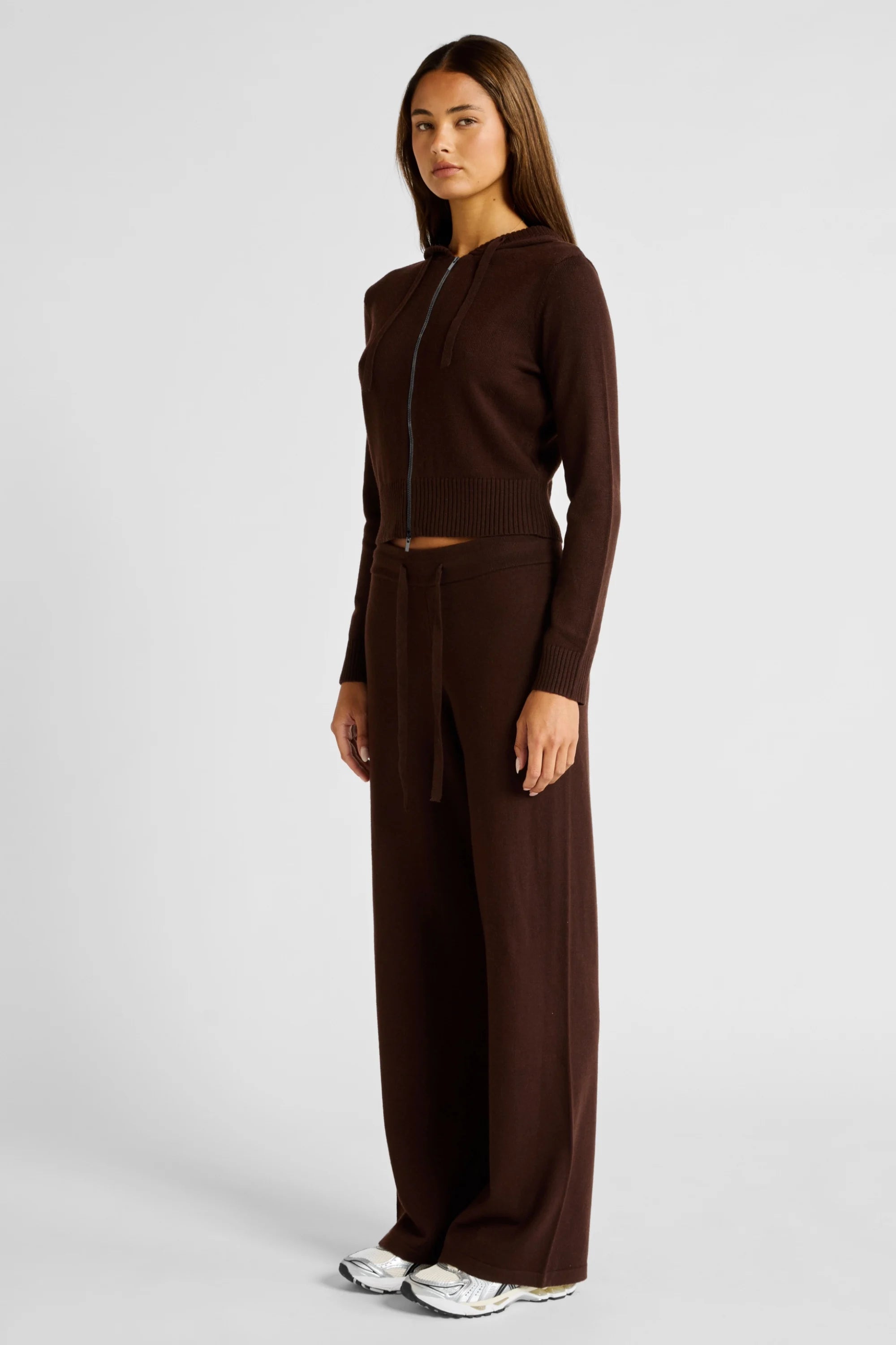 Two Way Knit Hoodie - Espresso