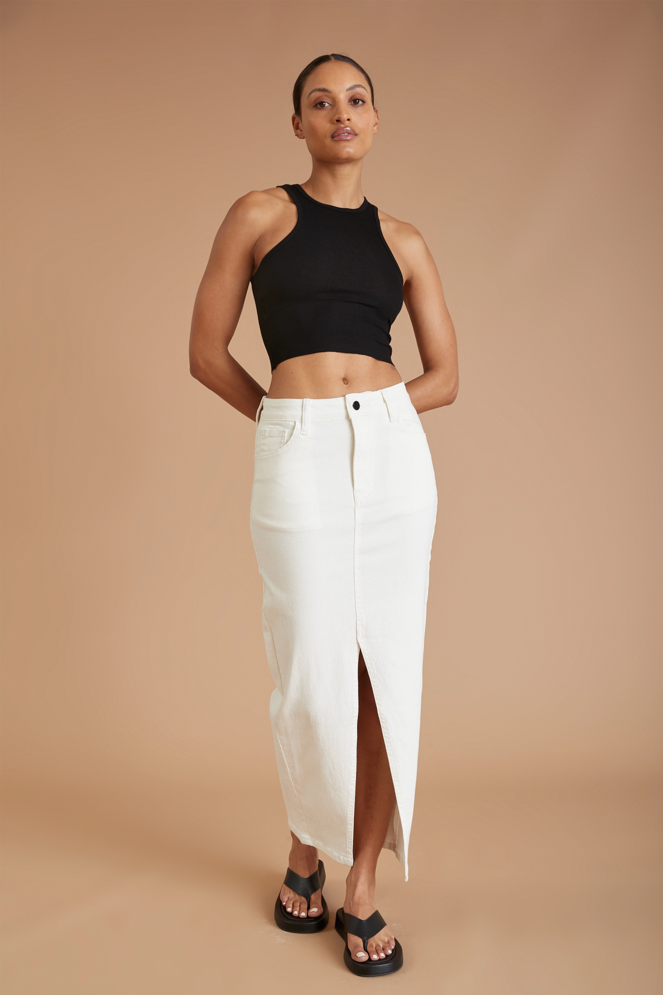 AF Denim Skirt (White) - All Fenix