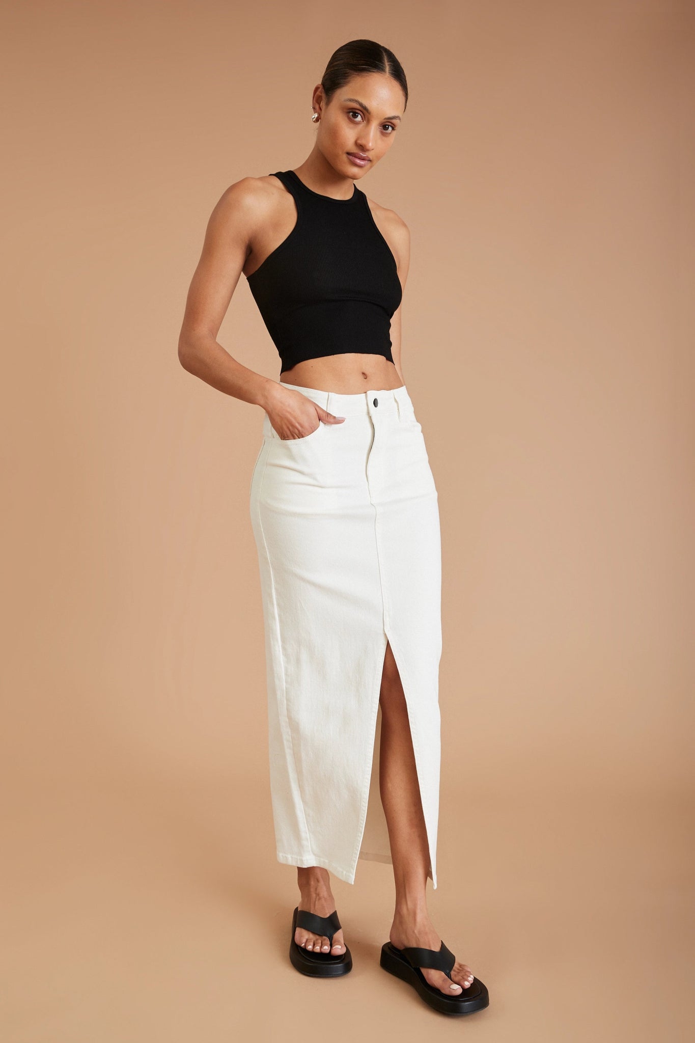 AF Denim Skirt (White) - All Fenix