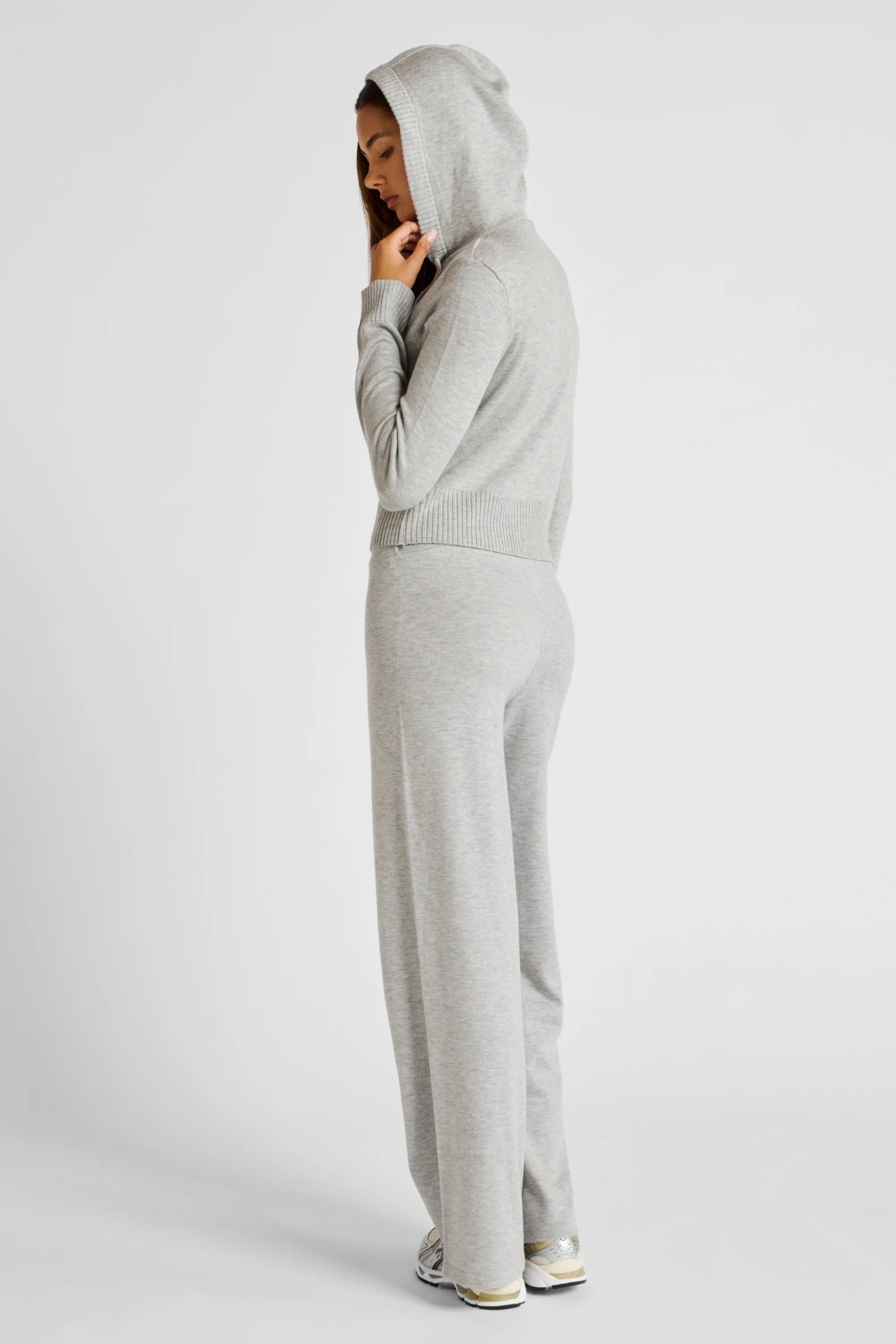 Wide Leg Knit Pant - Grey Marle