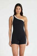 ALLFENIX CloudCore™ Contrast One Shoulder Unitard - Black; White