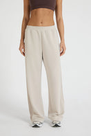 ALLFENIX Soft Luxury Pin Tuck Wide Leg Track Pant - Stone